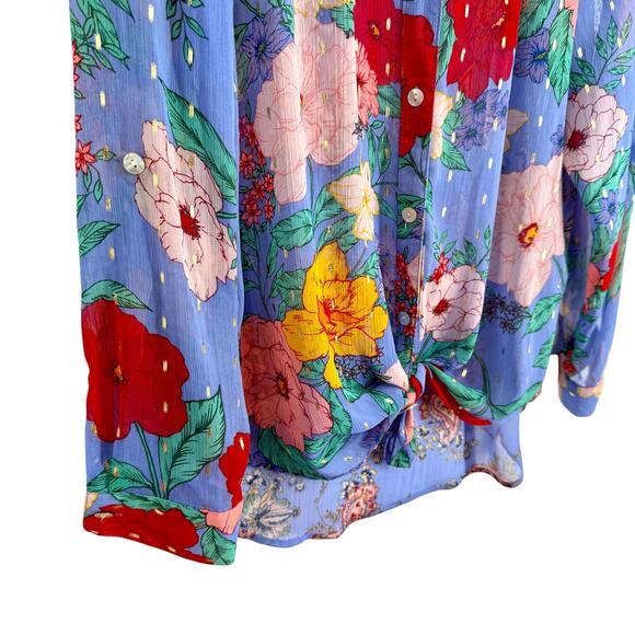 NEW NWOT Figueroa Fig & Flower Anthropologie Sparkly Blouse Shirt Top Tropical - Picture 4 of 9